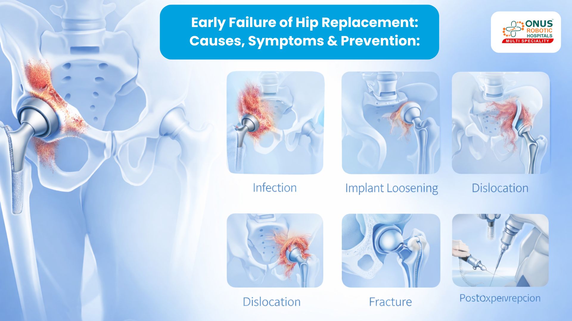 Early Failure of Hip Replacement: Causes, Symptoms & Prevention: By Dr. Balaraju Naidu, Robotic Orthopedic Surgeon, ONUS Robotic Hospitals