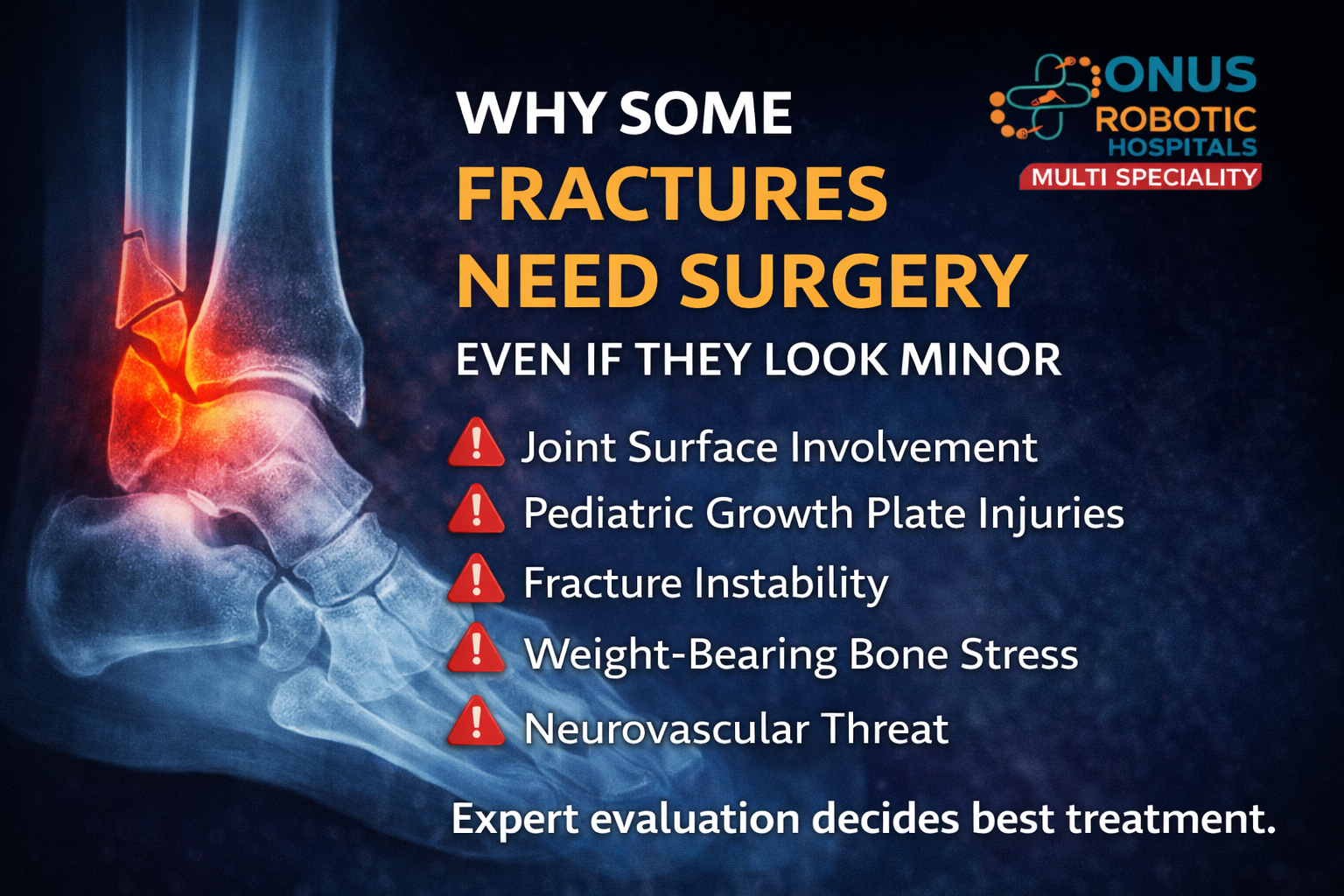 Why Some Fractures Need Surgery Even If They Look Minor: By Dr. Balaraju Naidu, Robotic Orthopedic Surgeon, ONUS Robotic Hospitals