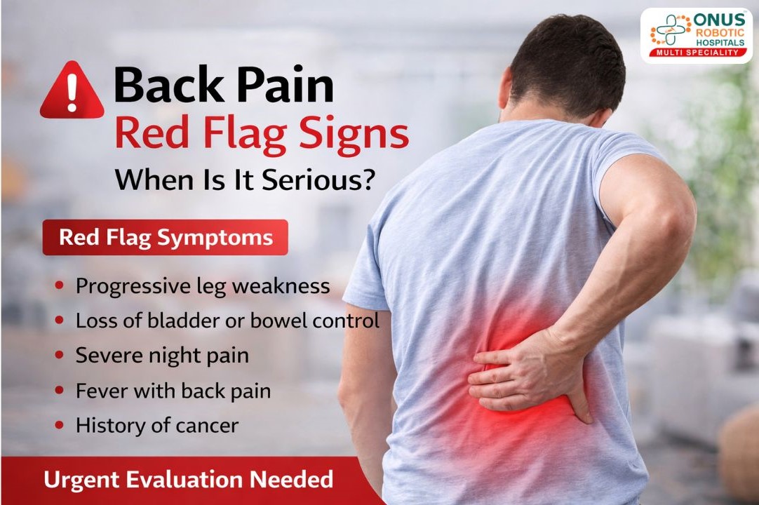 Back Pain – When Is It Serious? Red Flag Signs You Should Not Ignore – By Dr. Balaraju Naidu, Robotic Orthopedic Surgeon, ONUS Robotic Hospitals