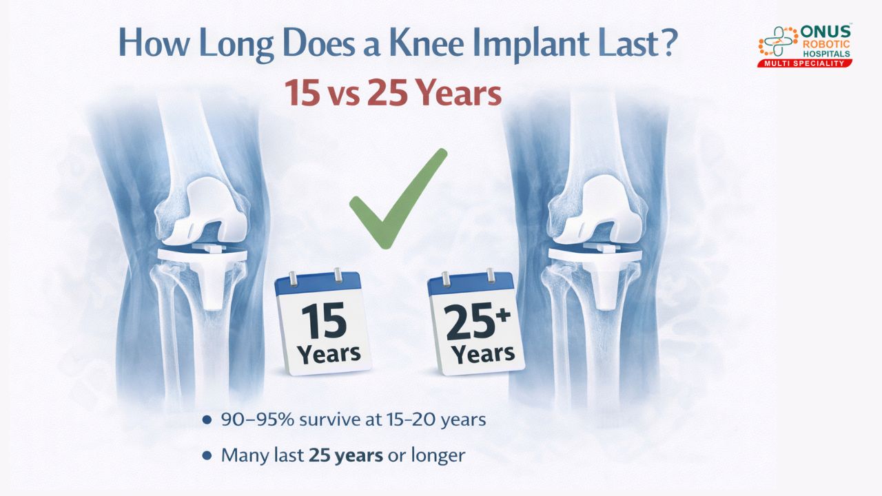 How Long Does a Knee Implant Last? 15 vs 25 Years Explained – By Dr. Balaraju Naidu, Robotic Orthopedic Surgeon, ONUS Robotic Hospitals