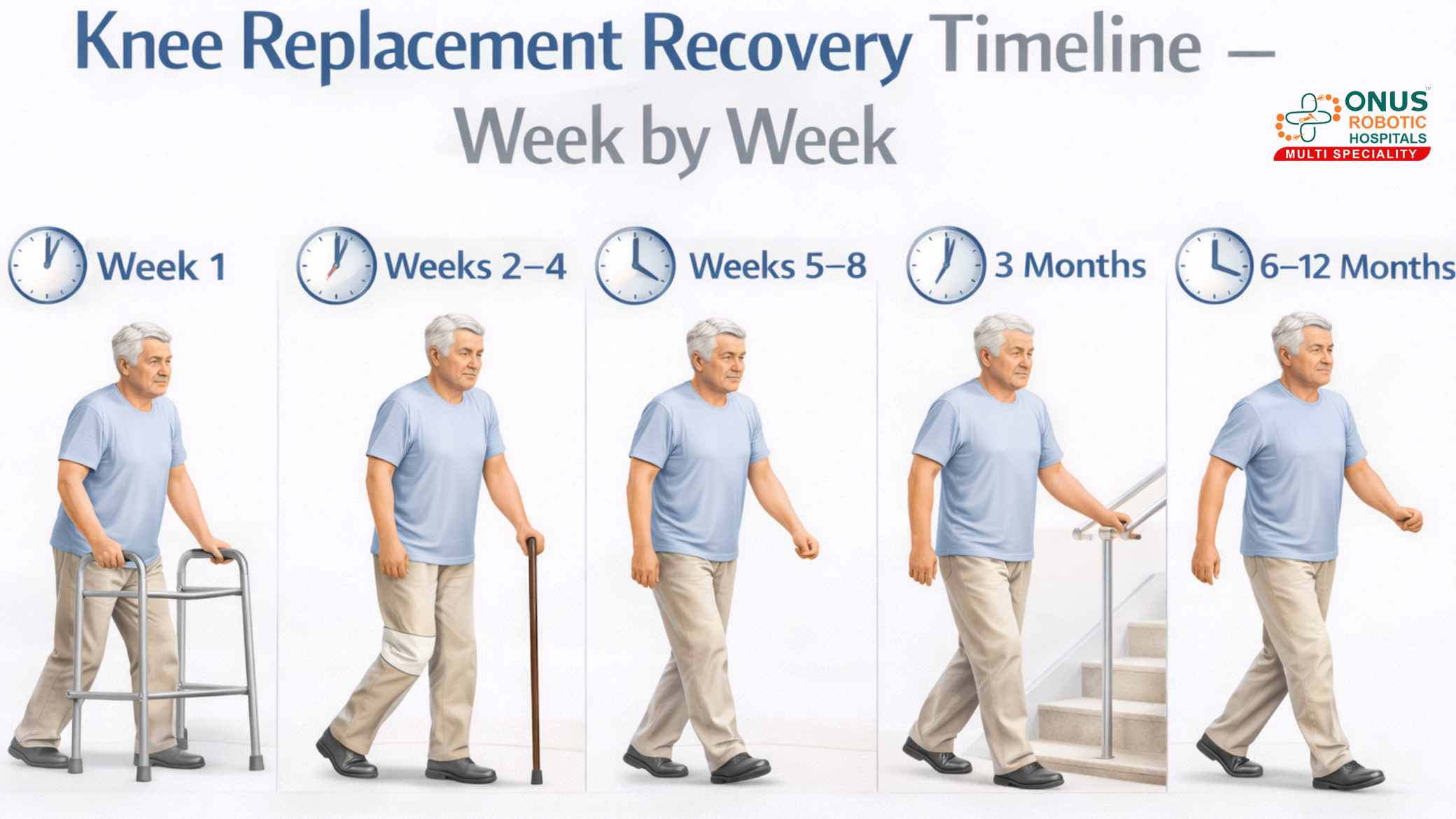 Knee Replacement Recovery Timeline – Week by Week Guide – By Dr. Balaraju Naidu, Robotic Orthopedic Surgeon, ONUS Robotic Hospitals