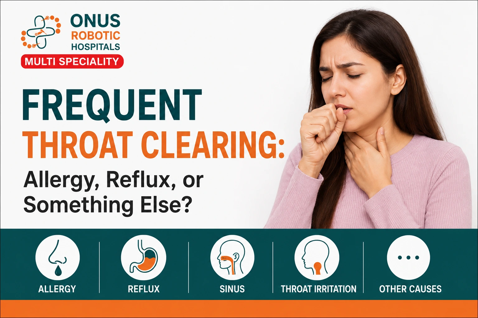Frequent Throat Clearing: Allergy, Reflux, or Something Else?- By Consultant ENT Head & Neck Surgeon, ONUS Robotic Hospitals
