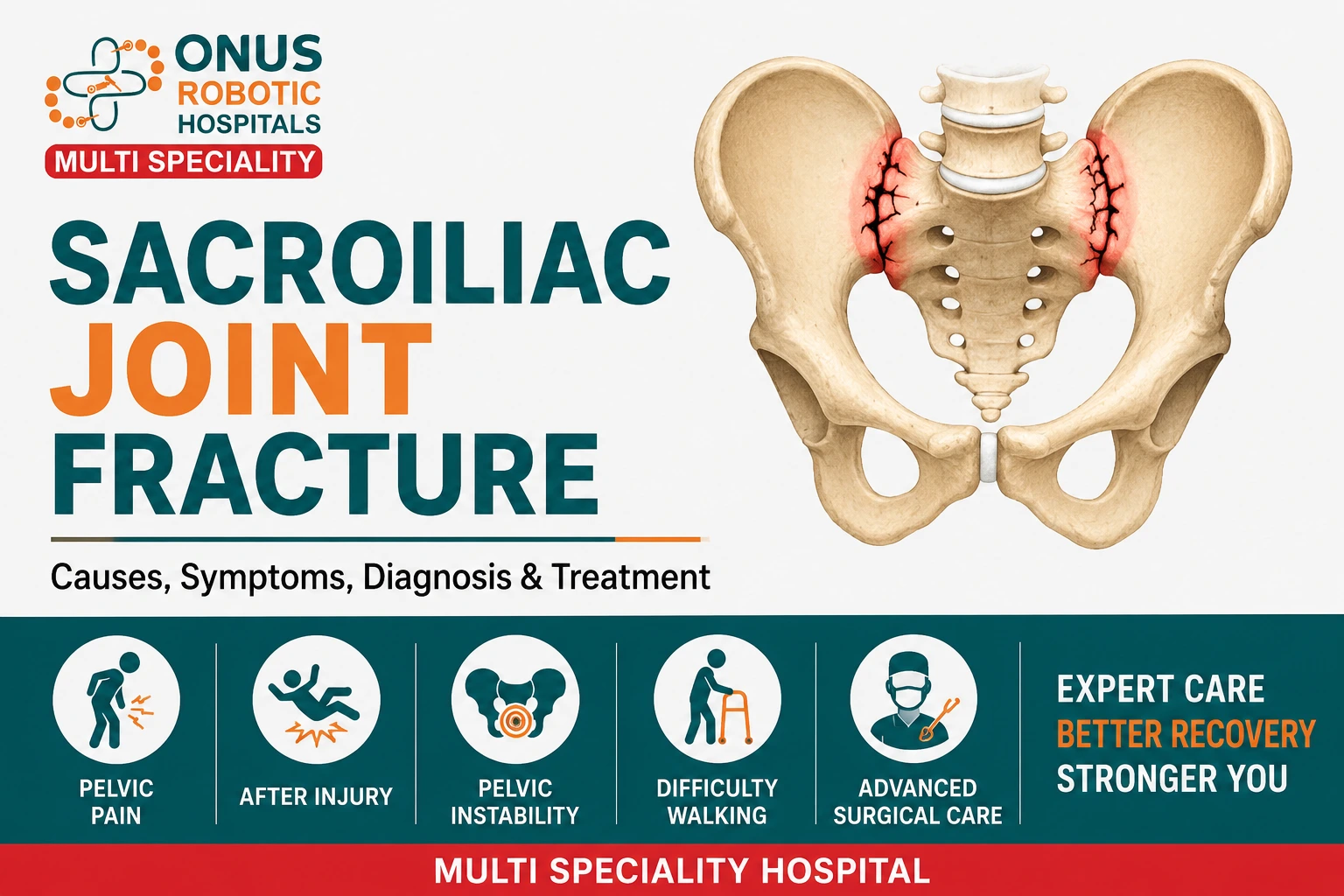 Sacroiliac Joint Fracture: Causes, Symptoms, Diagnosis, and Treatment- By Dr. Balaraju Naidu, Robotic Orthopedic Surgeon, ONUS Robotic Hospitals