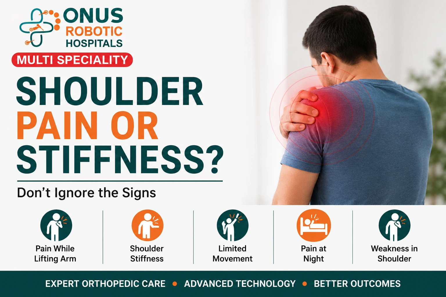Shoulder Pain, Stiffness, or Difficulty Lifting Your Hand: When Should You Seek Medical Help? – By Dr. Balaraju Naidu, Robotic Orthopedic Surgeon, ONUS Robotic Hospitals