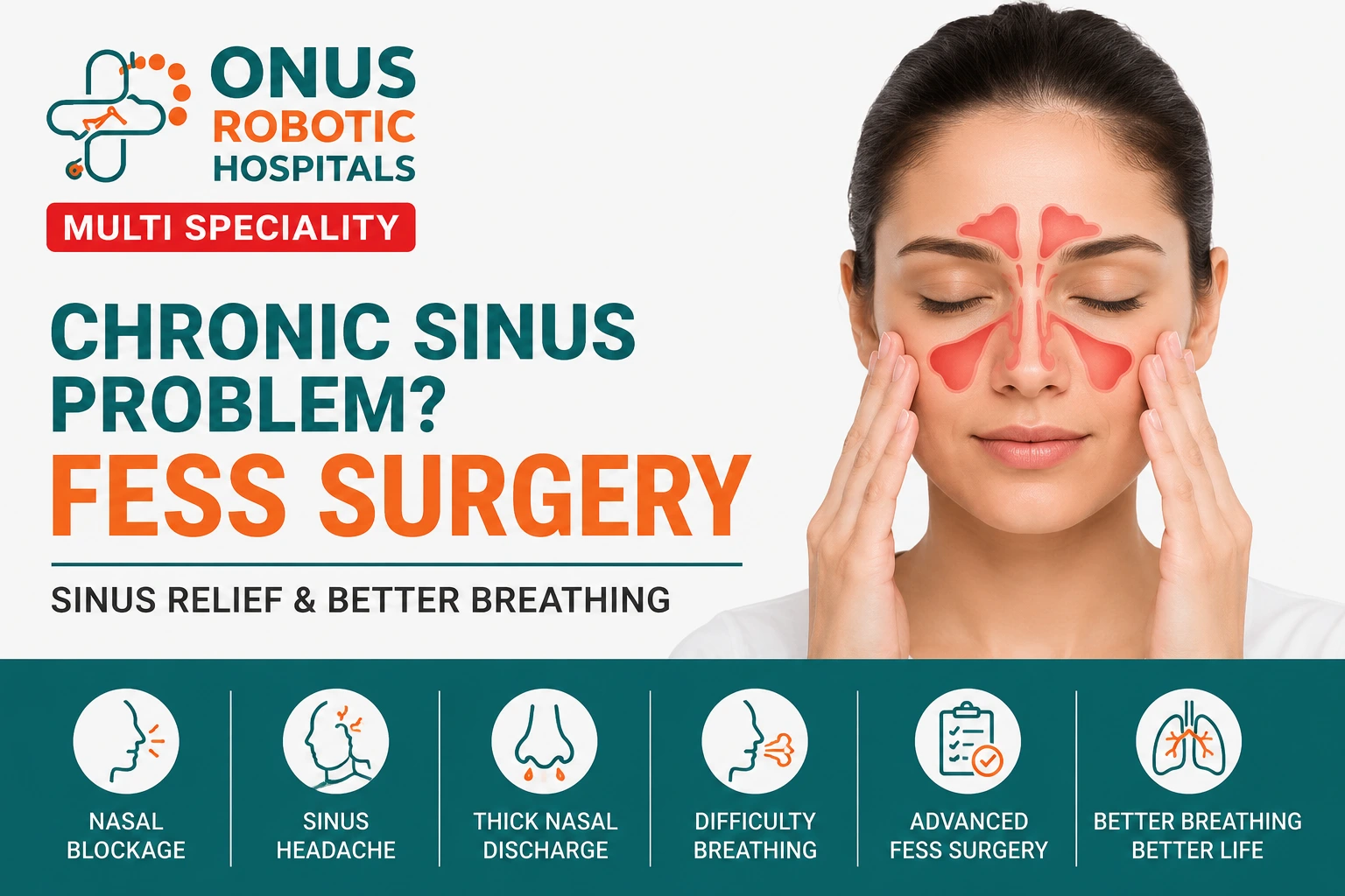 Chronic Sinus Problem? FESS Surgery for Sinus Relief & Better Breathing- By Consultant ENT Head & Neck Surgeon, ONUS Robotic Hospitals
