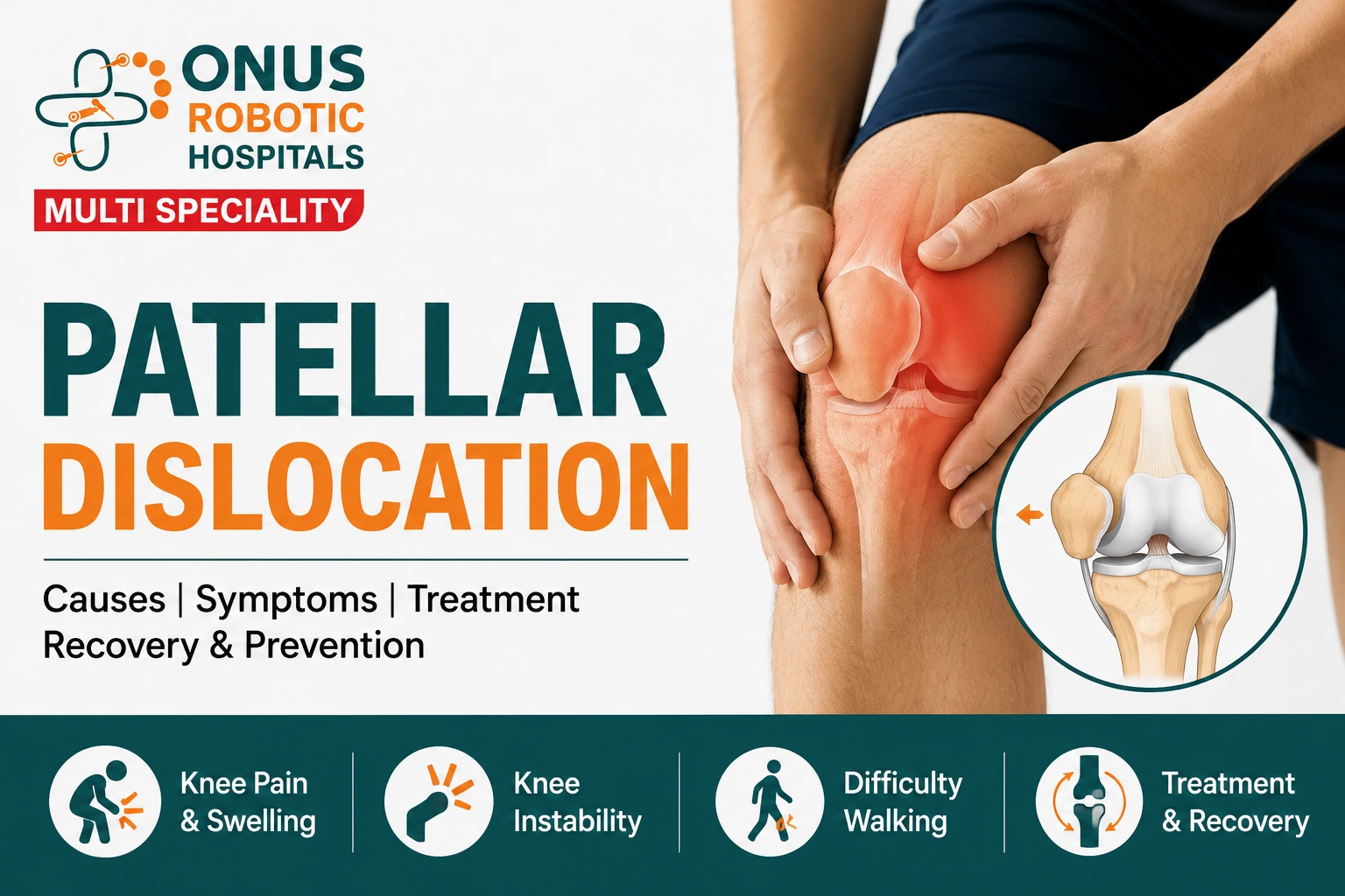 Patellar Dislocation: Causes, Symptoms, Treatment & Recovery- By Dr. Balaraju Naidu, Robotic Orthopedic Surgeon, ONUS Robotic Hospitals