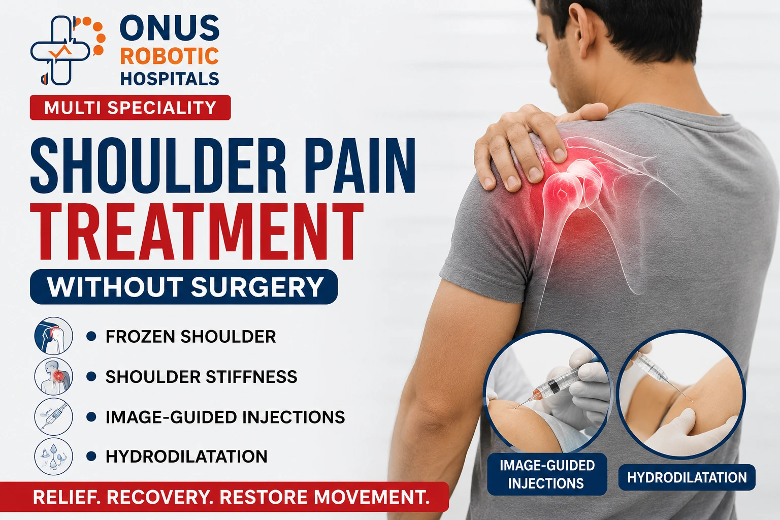 Shoulder Pain Treatment Without Surgery: Frozen Shoulder, Shoulder Stiffness & Advanced Non-Surgical Treatments – By Dr. Balaraju Naidu, Robotic Orthopedic Surgeon, ONUS Robotic Hospitals