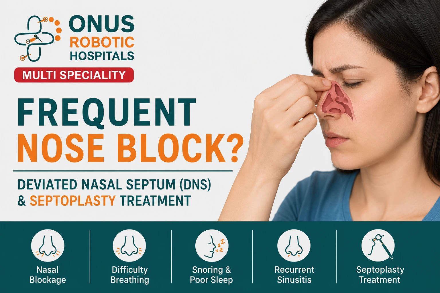 Frequent Nose Block? Understanding Deviated Nasal Septum (DNS) & Septoplasty Treatment- By Consultant ENT Head & Neck Surgeon, ONUS Robotic Hospitals
